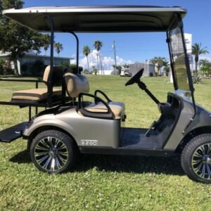 The E-Z-GO TXT golf car delivers a consistently smoother ride and improved energy efficiency by fusing industry-leading technology with tried-and-true dependability. With its 48-volt electric drivetrain and TruCourseTM Technology, it provides your course with the ideal mix of efficiency and performance.